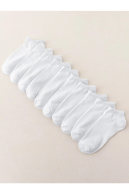 Economic Pack of 10 Solid Color Booties Socks