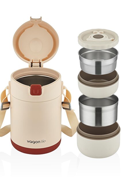 Vagonlife Çelik Yemek Termosu Isı Yalıtımlı 2 Kaseli 1.8LT