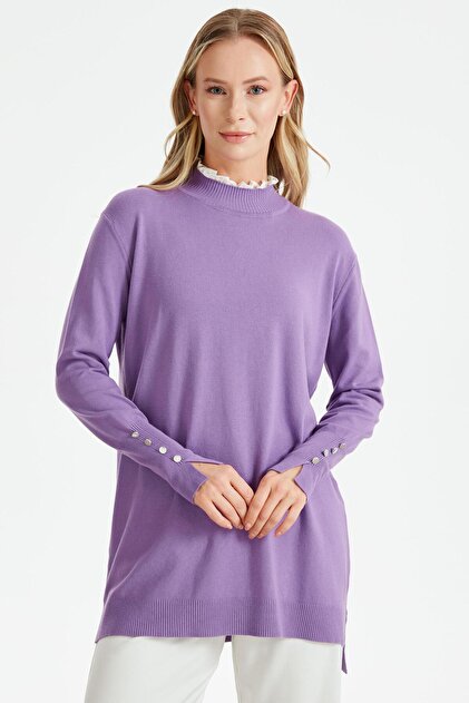 COLLAR RIFFER DETAILED KNITWEAR TUNIC LILA