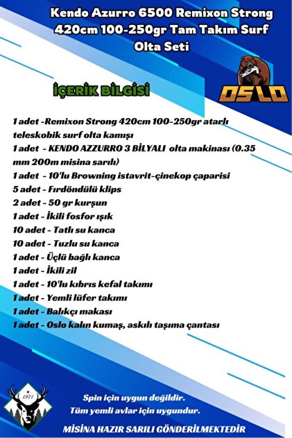 Kendo Azurro 6500 Remixon Strong 420cm 100-250gr Tam Takım Surf