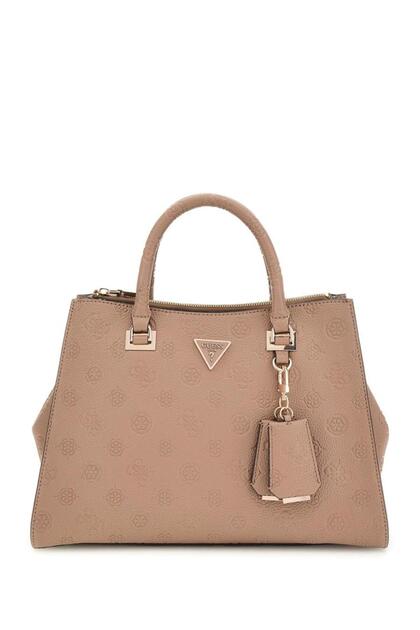 Women's Brand Logo Zipper Closure Casual Brown Shoulder Bag Hwpg93 49070-Drt