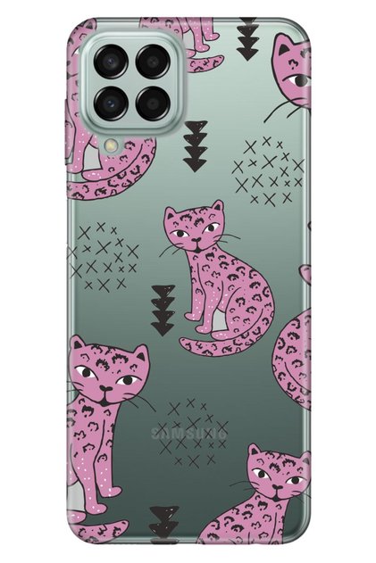 Samsung Galaxy M33 Compatible Case 0.4mm Laser Cut Silicone - Pink Cat