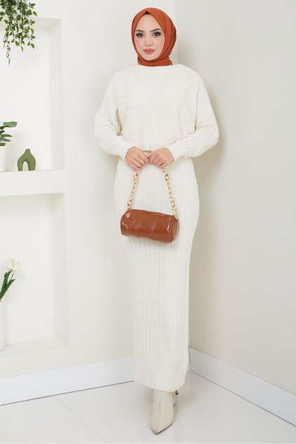 Jile Bluz Knitwear Set Ecru Hm2551