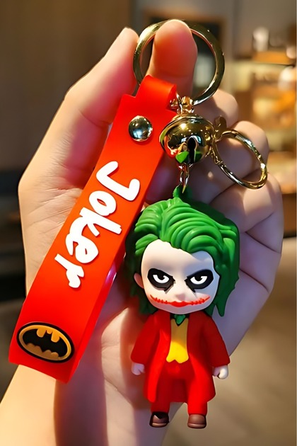 Joker Red Figure Keychain Accessory Bag Ornament Silicone 3D Action Figure