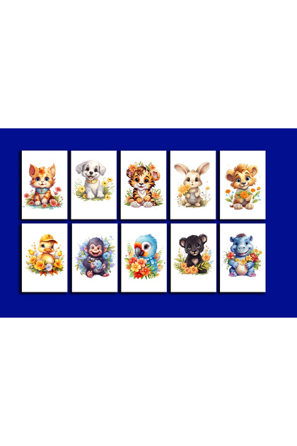Cute Animals Themed Postcard Set (10X15 cm 10 Pieces)