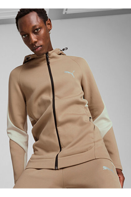 ellesse スキーウェア Lサイズ アイボリー/ブラウン Puma Kahve Erkek Fermuarlı Yaka Normal Kalıp Zip Ceket 68170067