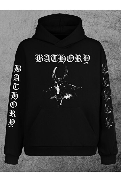 Genel Markalar Bathory Goat Official Siyah Oversize Kapşonlu