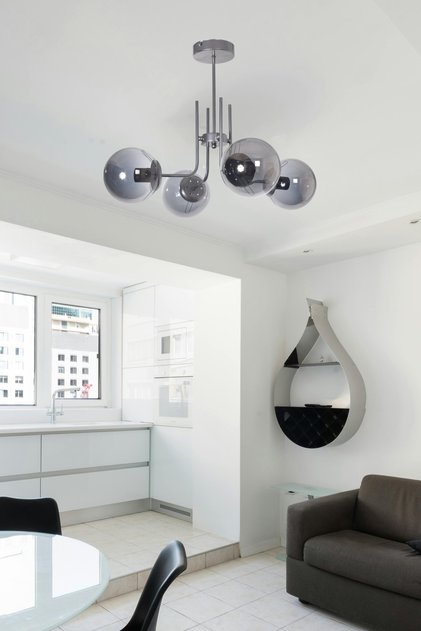 Vien Modern Tasarım Salon Yemek Odası Mutfak Gri Renk Camlı Sarkıt 4 Lü Avize