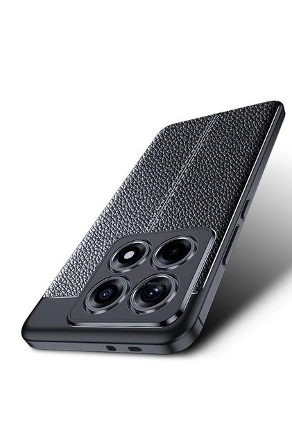 Xiaomi Mi 14t Pro Case with Camera Protection Leather Look Soft Anti-Slip Silicone Premium Soft Matte Cover