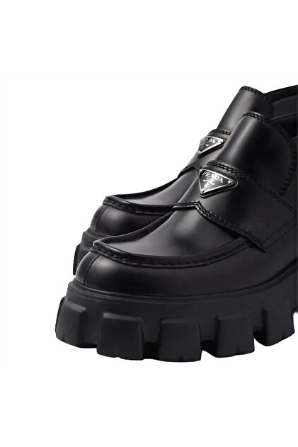 Prada Sport Monolith Flatform Logo-embellished Brushed Leather