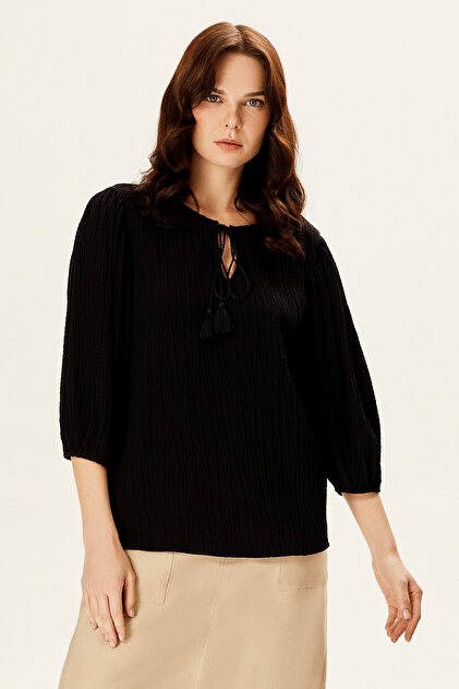 Balloon Sleeve Flowy Blouse