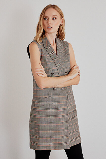 Double Breasted Plaid Vest