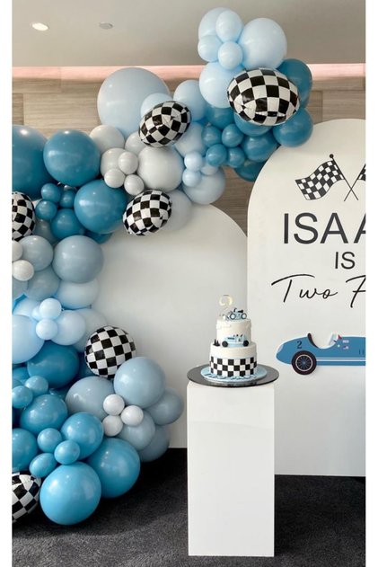Blue Shades Checkerboard Pattern Foil Balloon Balloon Chain Set of 103
