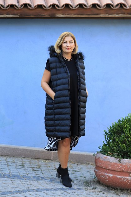 October Women's Large Size Black Puffer Vest