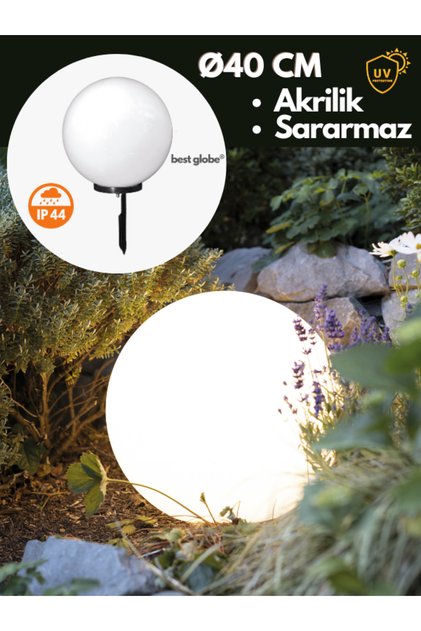40cm Akrilik Bahçe Top Glop Aydınlatma Best Globe (BEYAZ) 1 Adet