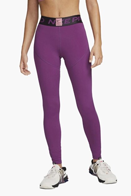 Nike Training Pro Dri Fit Grappic Mid Rise Leggings Purple