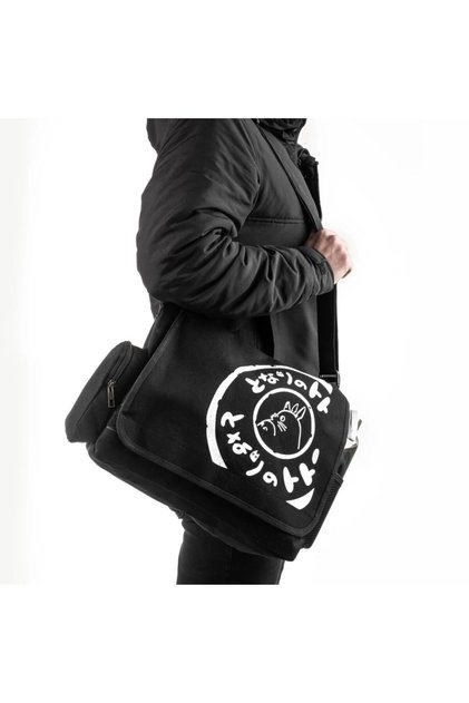 Black Color Totoro Canvas Model Messenger Bag -Mingalondon