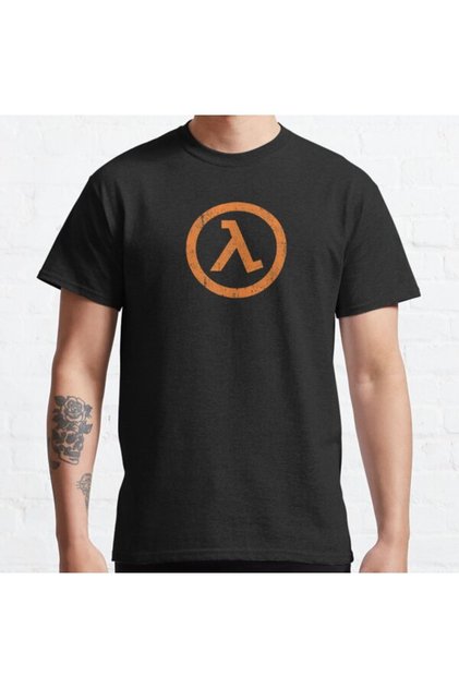 Loose Fit Unisex Half Life Lambda Symbol Design Printed T-shirt
