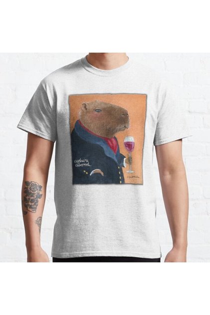 Loose Fit Unisex Will Bullas / Tee / Capybara Cabernet... Design Printed T-shirt