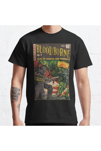 Loose Fit Unisex Bloodborne Comic Cover Fan Art Design Printed T-shirt