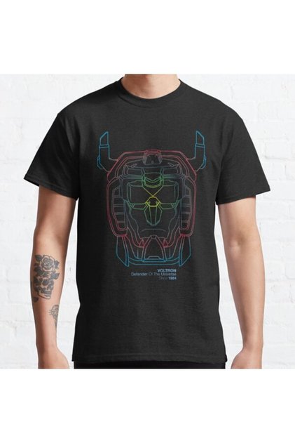 Loose Fit Unisex Voltron: Legendary Defender Big Face Neon Outline Design Printed T-shirt