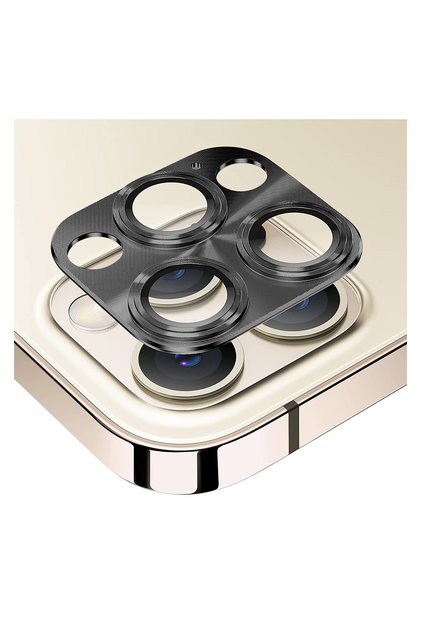 İphone 12 Pro Max Uyumlu Metalik Seri Kamera Cam Koruyucu - Siyah