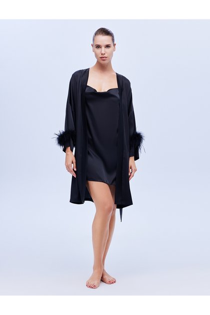 Nightgown and Robe Set of 2 1633 Black