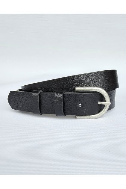 100% Genuine Leather Black Belt with Tin Plated Buckle