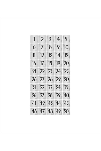 Metal Door Table Cabinet Number Plate 3,5X3,5Cm Silver Color 50 Pieces (1…50)