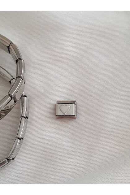 Italian Charm with Steel Heart Detail