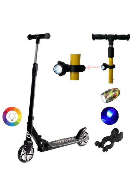 Cool Wheels Foldable Adjustable Size Giant Wheel Scooter with Brakes (+8 Years) Led Flashlight