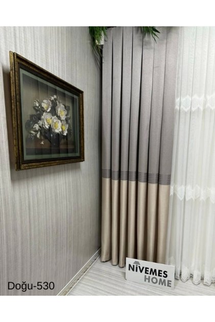 Nivemeshome Doğu Vizon Ft671536 V-530 1/3 Sık Pileli Fon Perde Apm