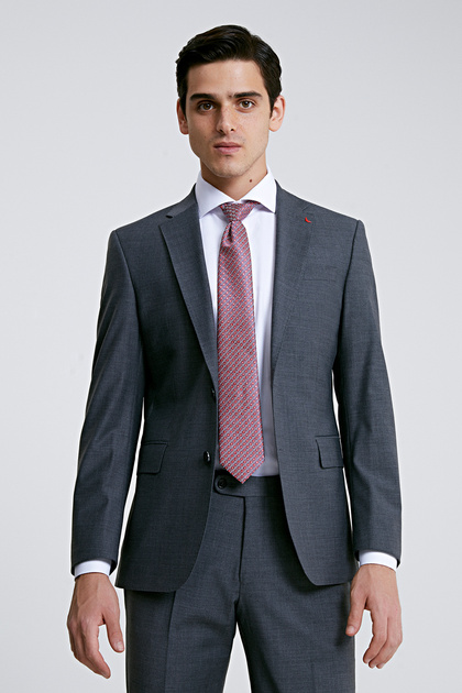 Ds Groom Slim Fit Gray Wool Travel Suit
