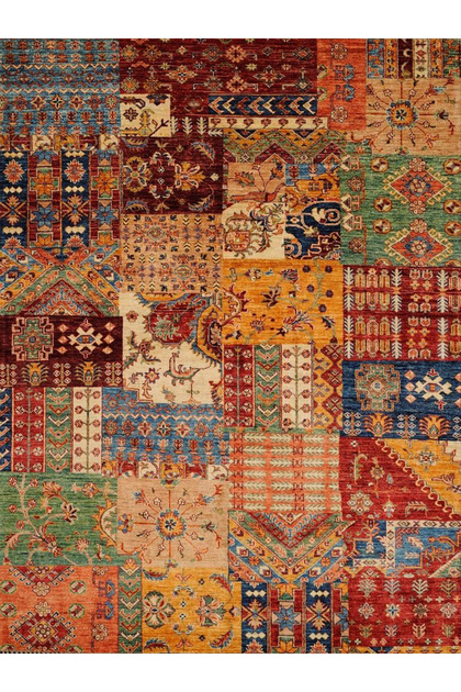 Cansu Collection Patchwork Look Multicolored Woven Base Modern Decorative Carpet Cansu07