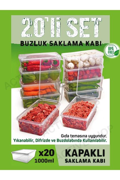 1 Lt. 20 Pieces Freezer Storage Box with Lid Suitable for Diffusing - Slk-118