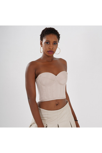 Ten (Bej) Korse Büstiyer Saten Model
