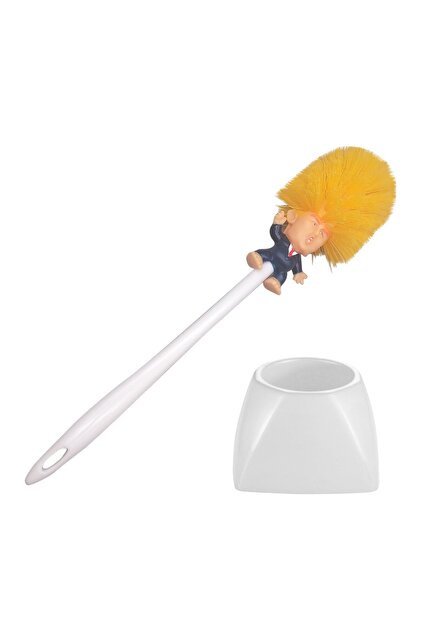 Donald Trump Toiletborstel en Trump Toiletpapierrol bundel - Grappige Politieke Gag Gift Toilet Bowl Cleaner Scrubber met 3-laags badkamerzijdepapier - Hilarisch Trump Hair Uniek cadeau-idee