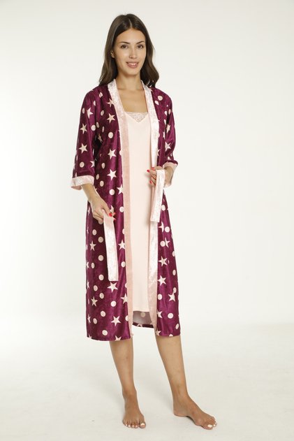 Women's Velvet Dressing Gown Knitted Nightgown Set