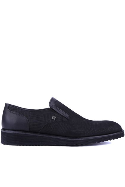 - Black Nubuck Genuine Leather Men's Casual Shoes 7105 - 6946