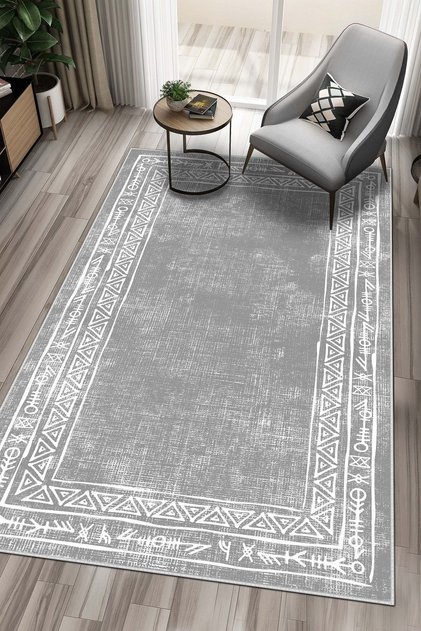 Digital Print Washable Non-Slip Sole Stain Resistant Gray Kitchen Rug Living Room Rug and Runner Rug