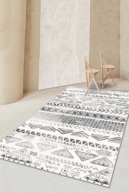 Machine Washable Non-Slip Base Stain-Resistant Black Nordic Living Room Carpet Kitchen Carpet and Runner