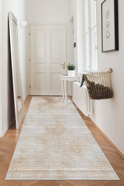 Machine Washable Non-Slip Sole Stain Resistant Beige Living Room Rug Kitchen Rug and Runner Rug