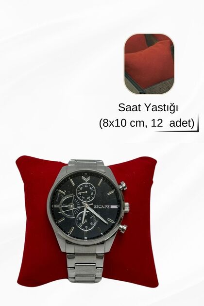 Yaman Hediyelik Saat Yastığı, Saat Kutusu Yastığı Kırmızı Süet