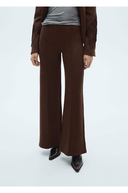 Wideleg Süet Görünümlü Pantolon