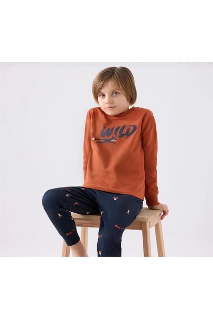 Boy's Cinnamon Long Sleeve Pajama Set
