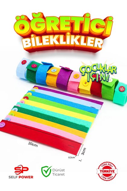 Educational and Educational Felt Pattern Button Bracelets for Kids - Early Education and Developing Fine Skills