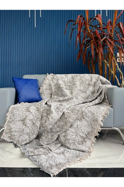 100% Beige Cotton Luxury Non-Slip Sofa Cover | Sofa Shawl | Multi-Purpose Cover