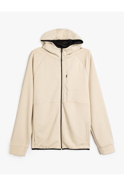 Sports Sweatshirt Oversize Hooded Zipper Detailed with Stitching Modal Blend