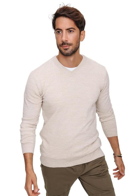 Men's Stone V-Neck Knitwear Sweater 20w151