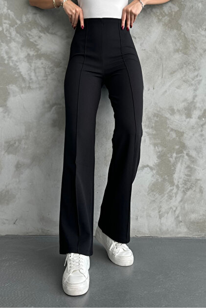 macharel jeans Yeni Sezon Kadın Likralı Beli Lastikli Bol Paça